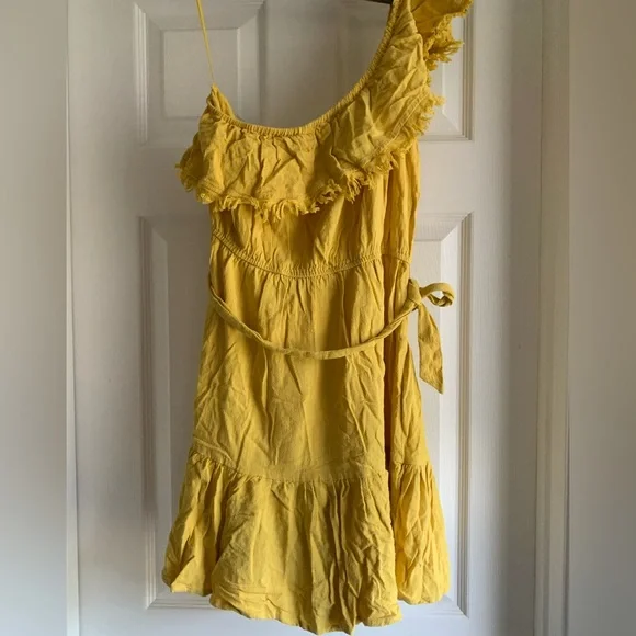 NWOT Promesa Linen-Blend Ruffled One-Shoulder Dress - Picture 1 of 9